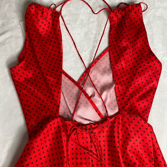 Zara red black polka dot mini dress - Picture 5 of 11